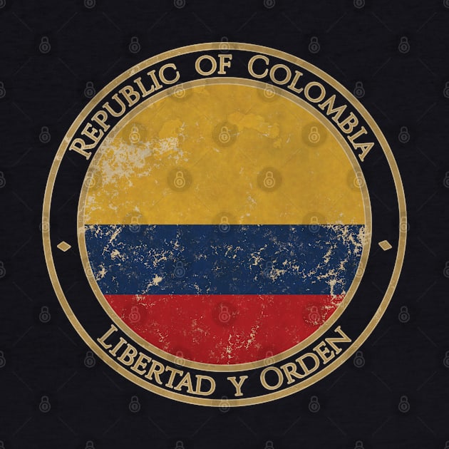 Vintage Republic of Colombia USA South America United States Flag by DragonXX